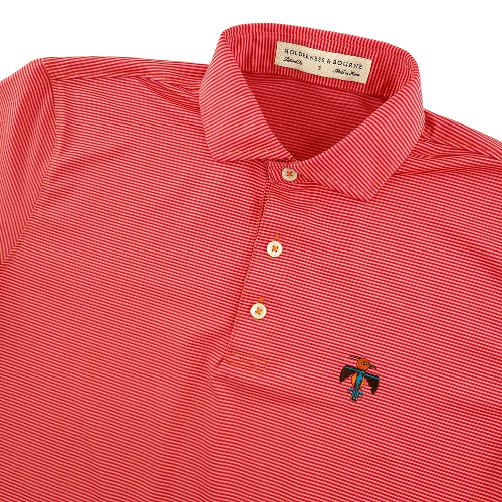 Holderness & Bourne Polo Shirt Mens Small Red Stripe Golf Performance Top